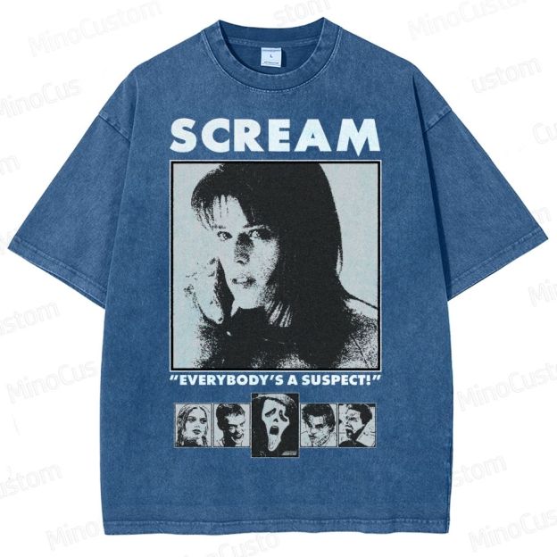 “Everybody’s a Suspect” Horror Washed T-Shirt 
