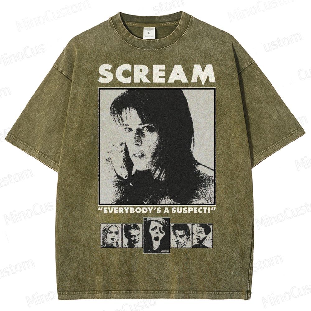 “Everybody’s a Suspect” Horror Washed T-Shirt 