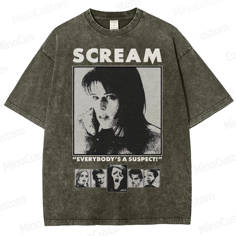 “Everybody’s a Suspect” Horror Washed T-Shirt 