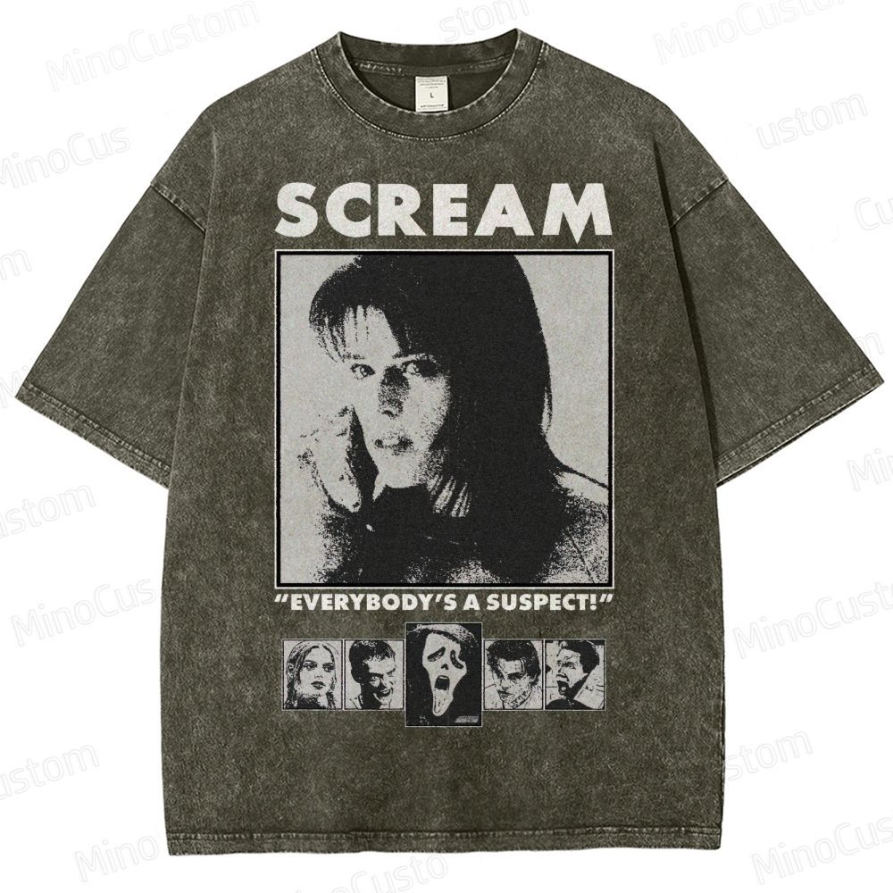 “Everybody’s a Suspect” Horror Washed T-Shirt 