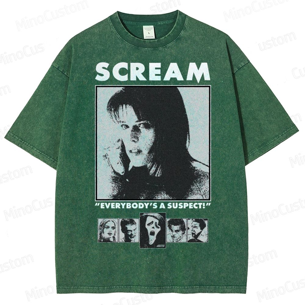 “Everybody’s a Suspect” Horror Washed T-Shirt 