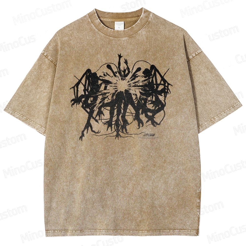 The Thing Monster Collage Graphic Washed Vintage T - Shirt