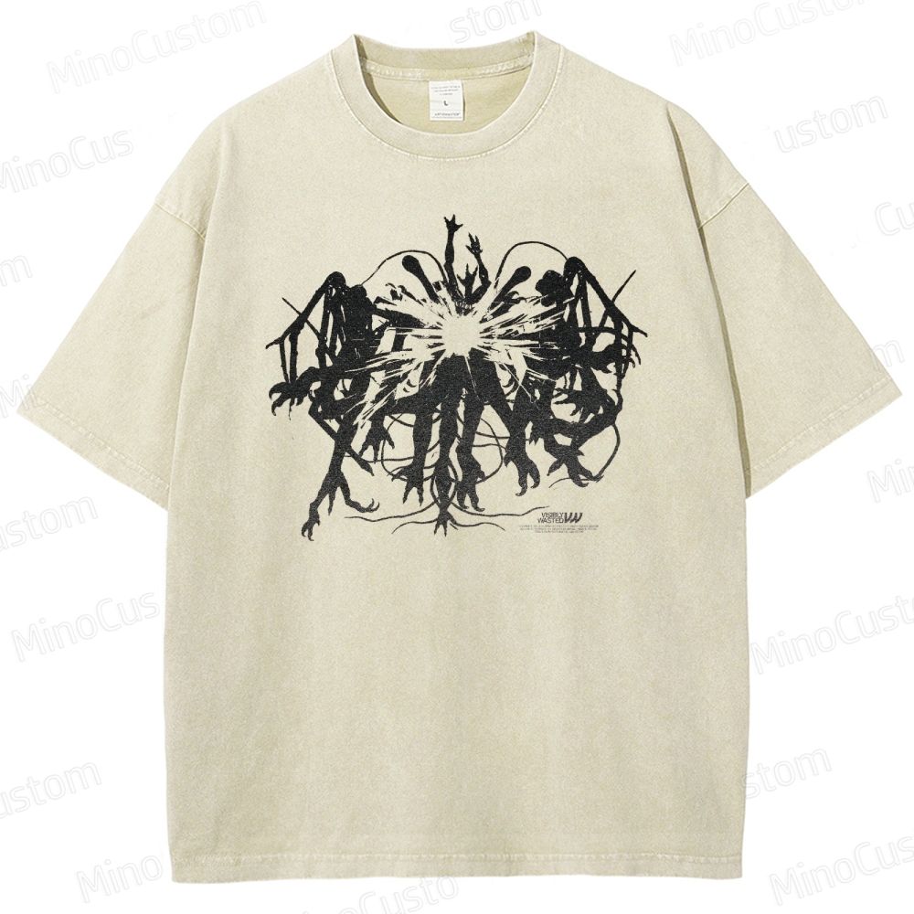 The Thing Monster Collage Graphic Washed Vintage T - Shirt