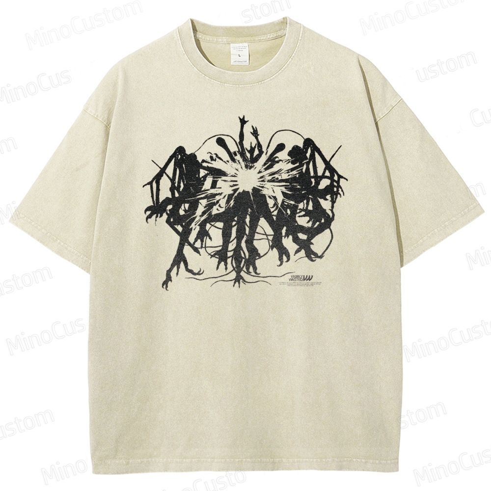 The Thing Monster Collage Graphic Washed Vintage T - Shirt