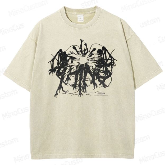 The Thing Monster Collage Graphic Washed Vintage T - Shirt