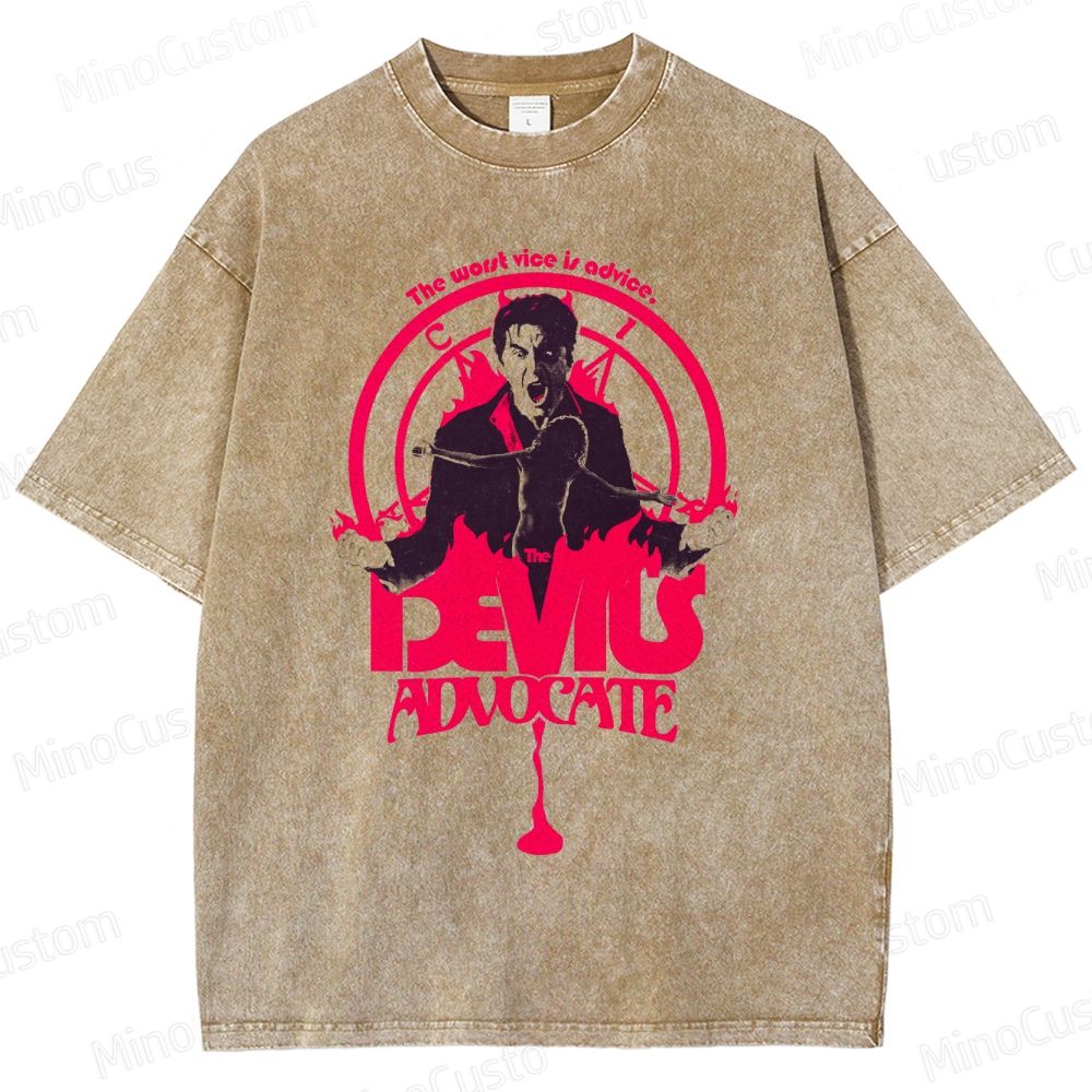 The Devil's Advocate Quote & Graphic Washed Vintage T - Shirt