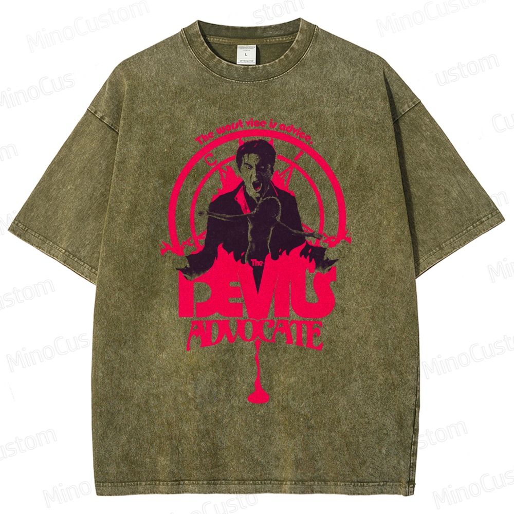 The Devil's Advocate Quote & Graphic Washed Vintage T - Shirt