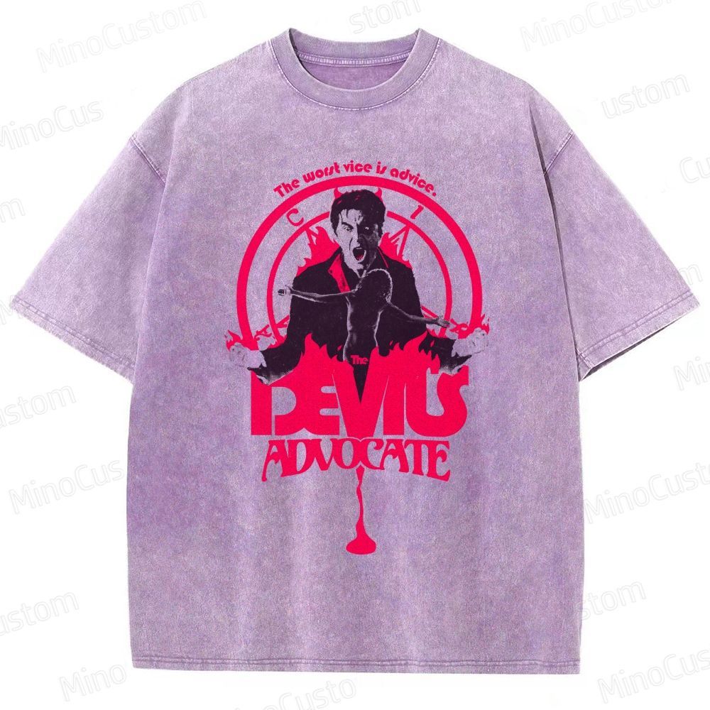 The Devil's Advocate Quote & Graphic Washed Vintage T - Shirt