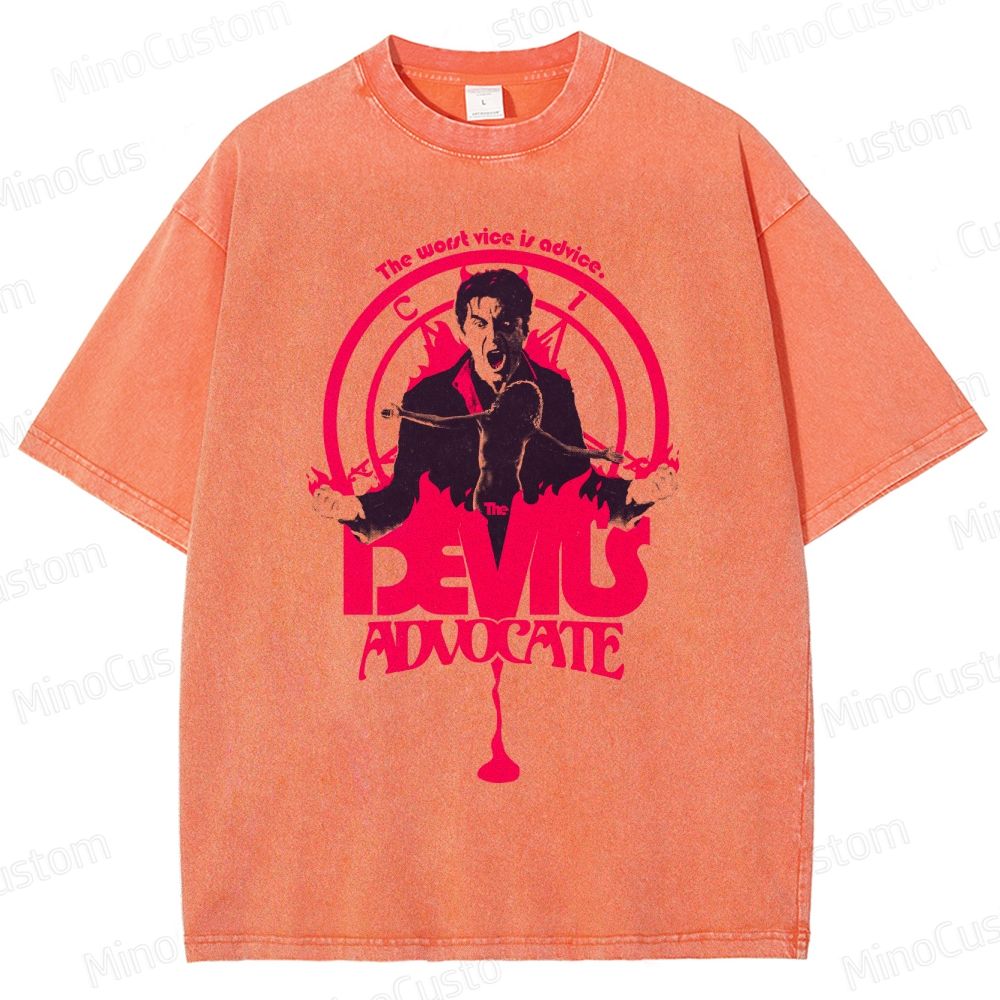The Devil's Advocate Quote & Graphic Washed Vintage T - Shirt
