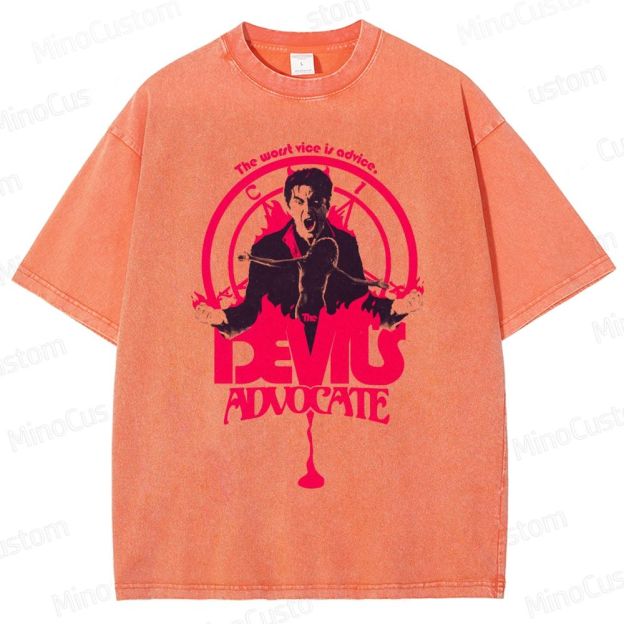 The Devil's Advocate Quote & Graphic Washed Vintage T - Shirt