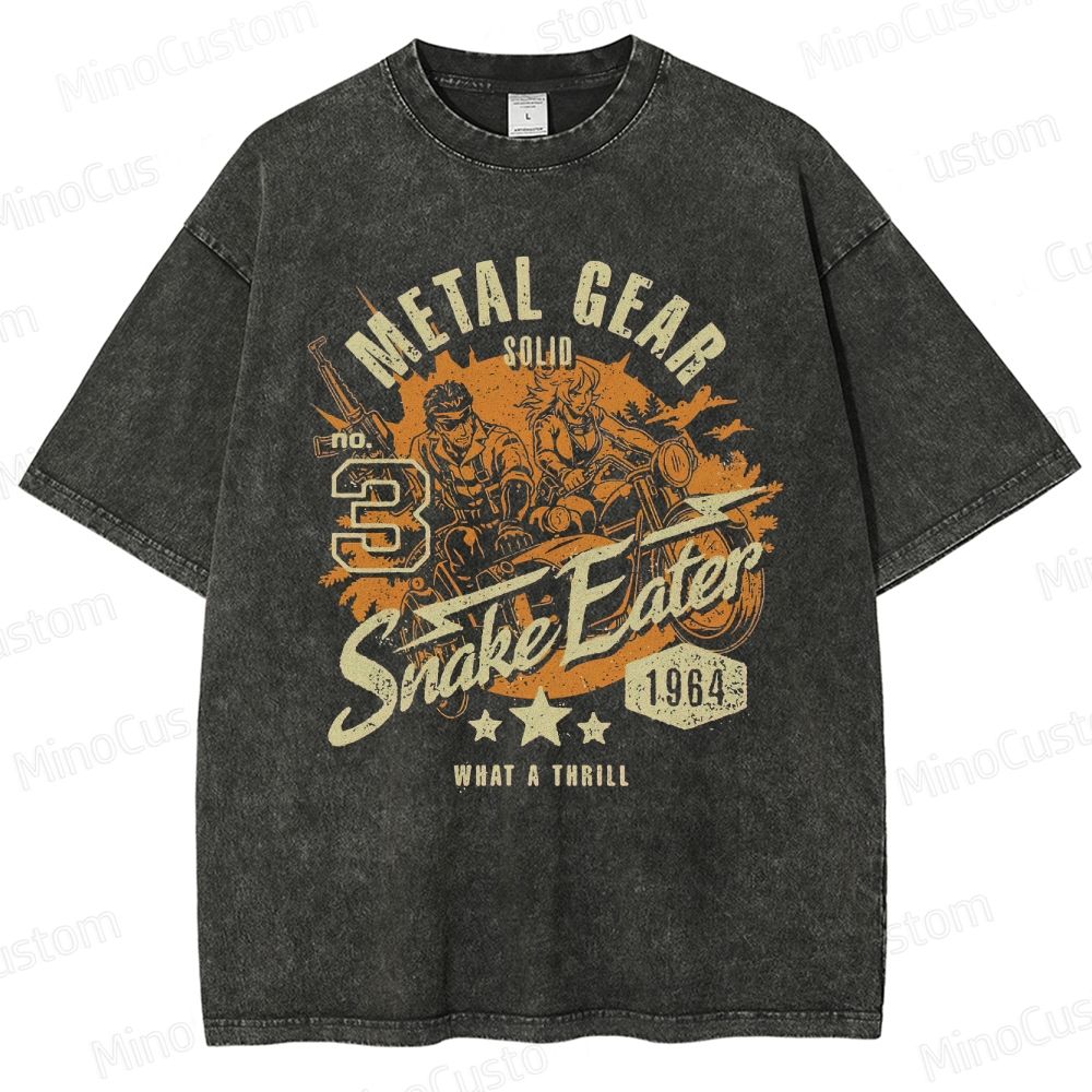 Metal Gear Solid 3: Snake Eater Retro Game Graphic Washed Vintage T - Shirt