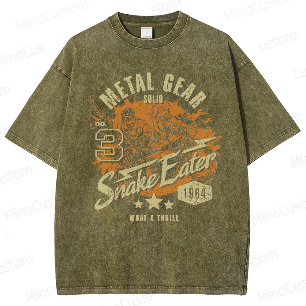 Metal Gear Solid 3: Snake Eater Retro Game Graphic Washed Vintage T - Shirt