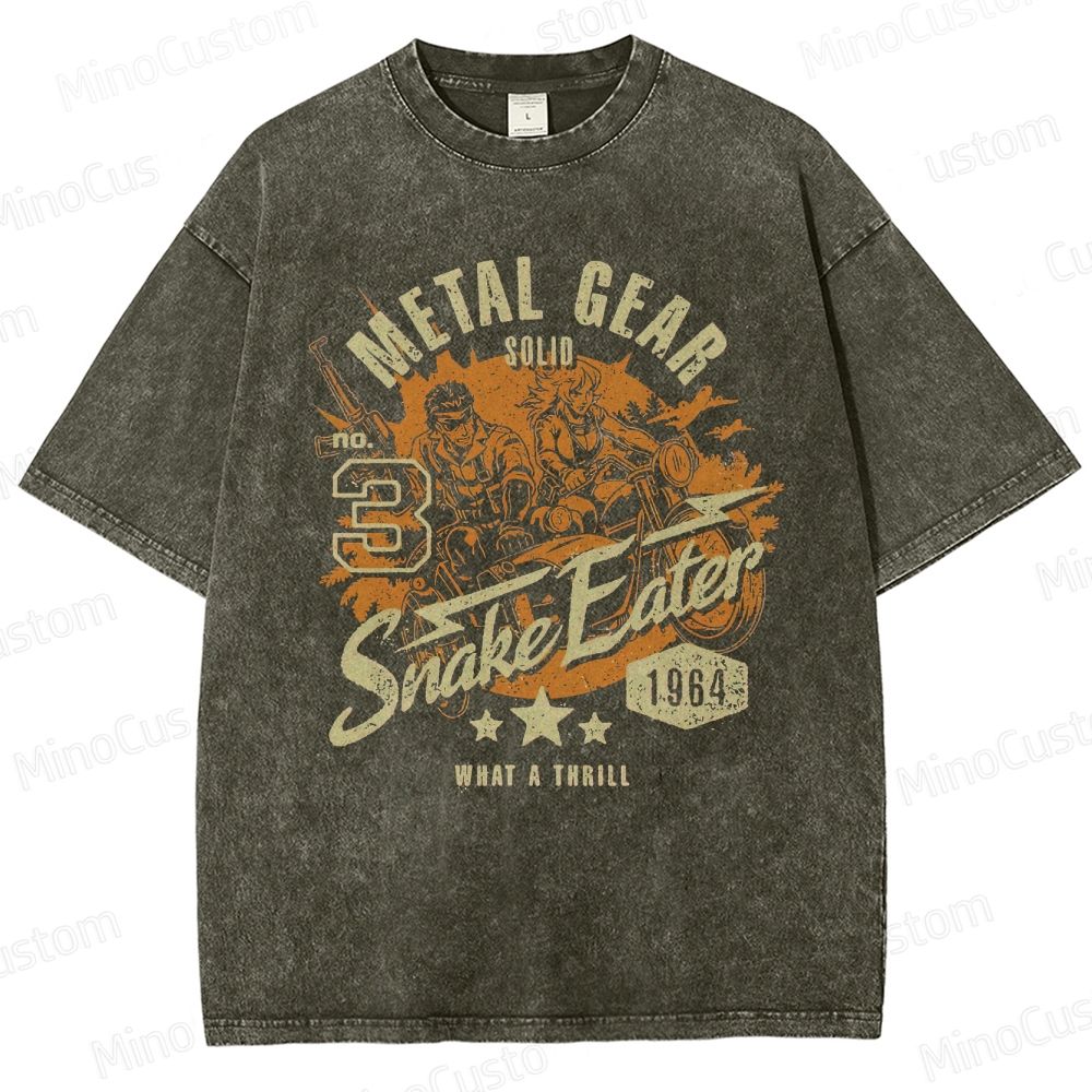 Metal Gear Solid 3: Snake Eater Retro Game Graphic Washed Vintage T - Shirt