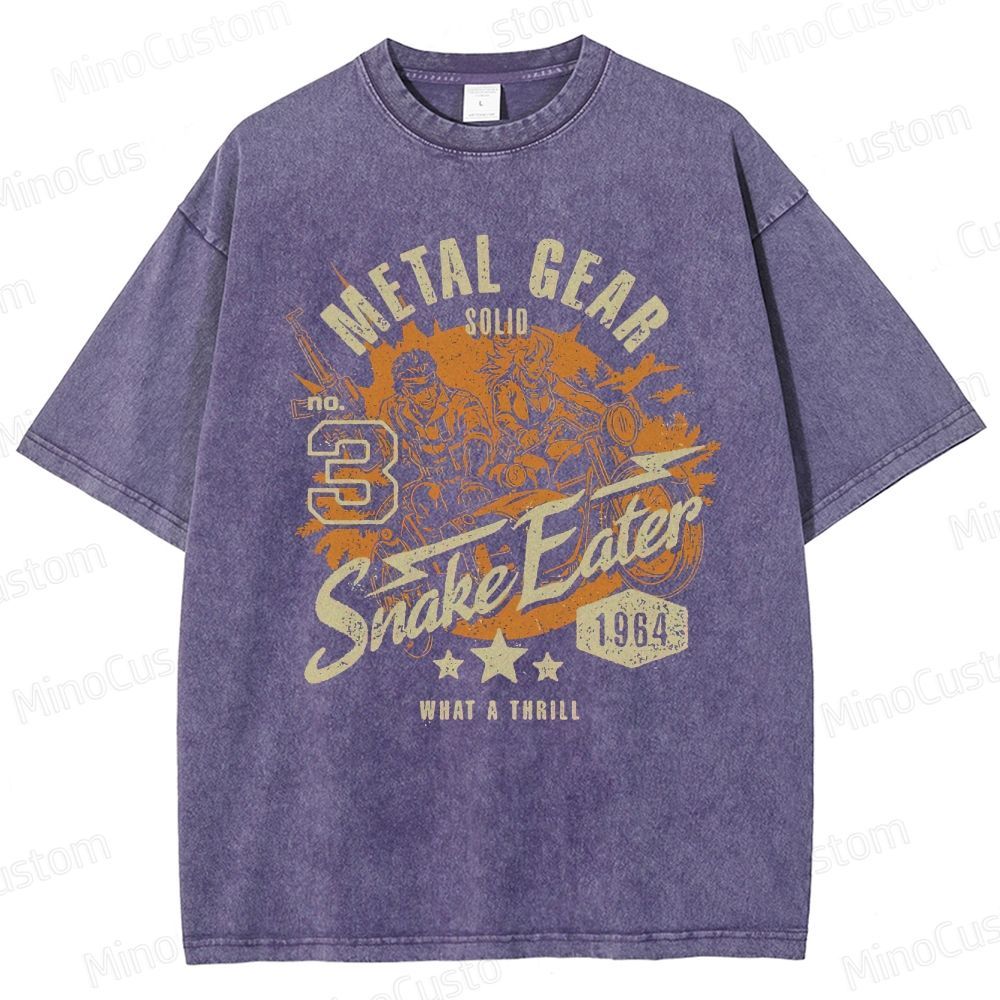 Metal Gear Solid 3: Snake Eater Retro Game Graphic Washed Vintage T - Shirt
