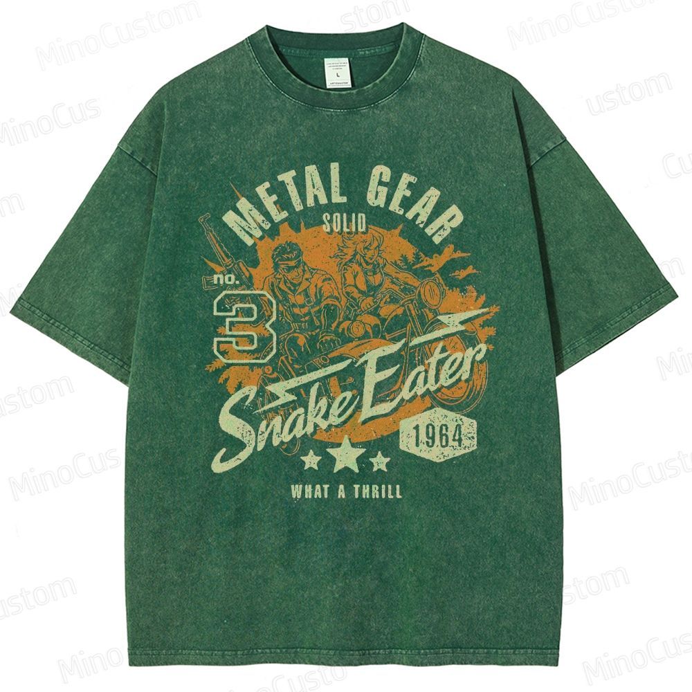 Metal Gear Solid 3: Snake Eater Retro Game Graphic Washed Vintage T - Shirt