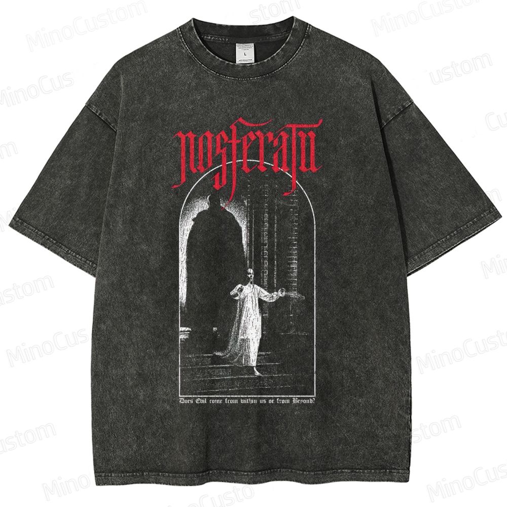 Nosferatu Classic Horror Graphic Washed Vintage T - Shirt