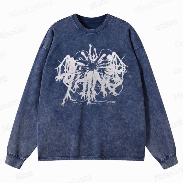 The Thing (1982) Abstract Monster Graphic Washed Vintage Long - Sleeve T - Shirt