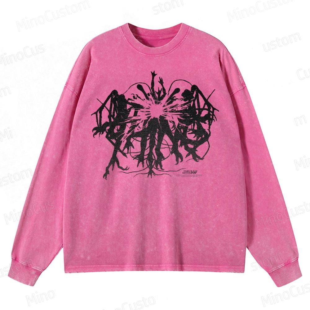 The Thing (1982) Abstract Monster Graphic Washed Vintage Long - Sleeve T - Shirt