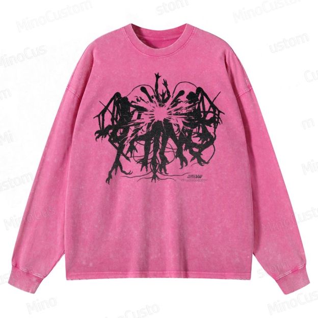 The Thing (1982) Abstract Monster Graphic Washed Vintage Long - Sleeve T - Shirt