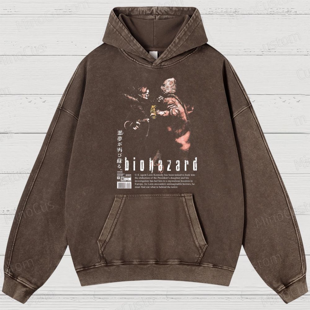  Vintage Biohazard Graphic Washed Hoodies