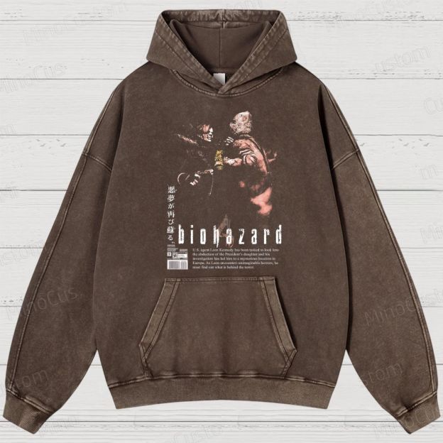  Vintage Biohazard Graphic Washed Hoodies