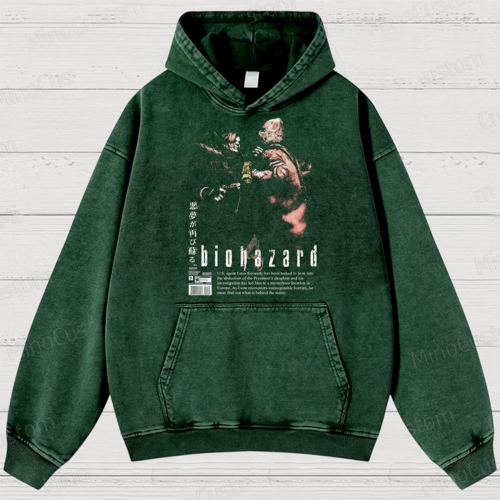  Vintage Biohazard Graphic Washed Hoodies