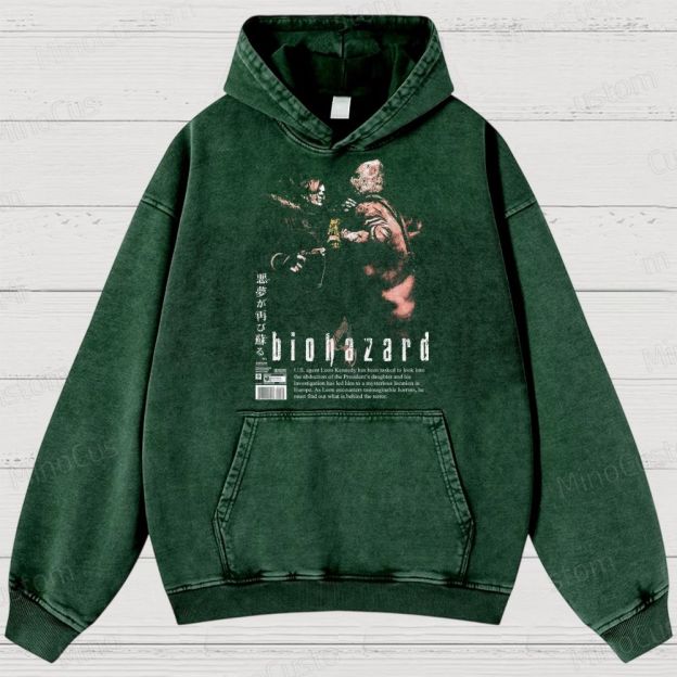  Vintage Biohazard Graphic Washed Hoodies