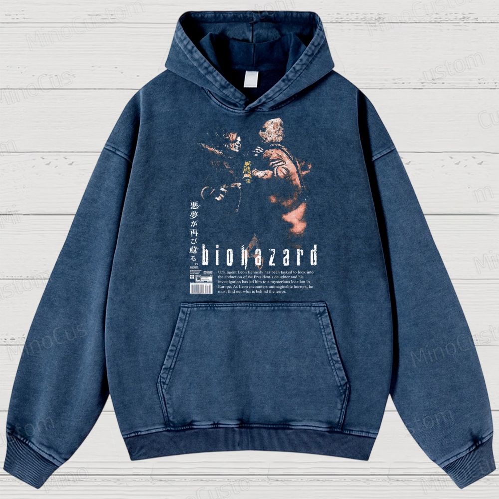  Vintage Biohazard Graphic Washed Hoodies