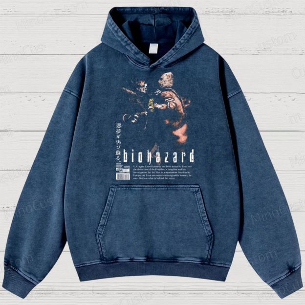  Vintage Biohazard Graphic Washed Hoodies