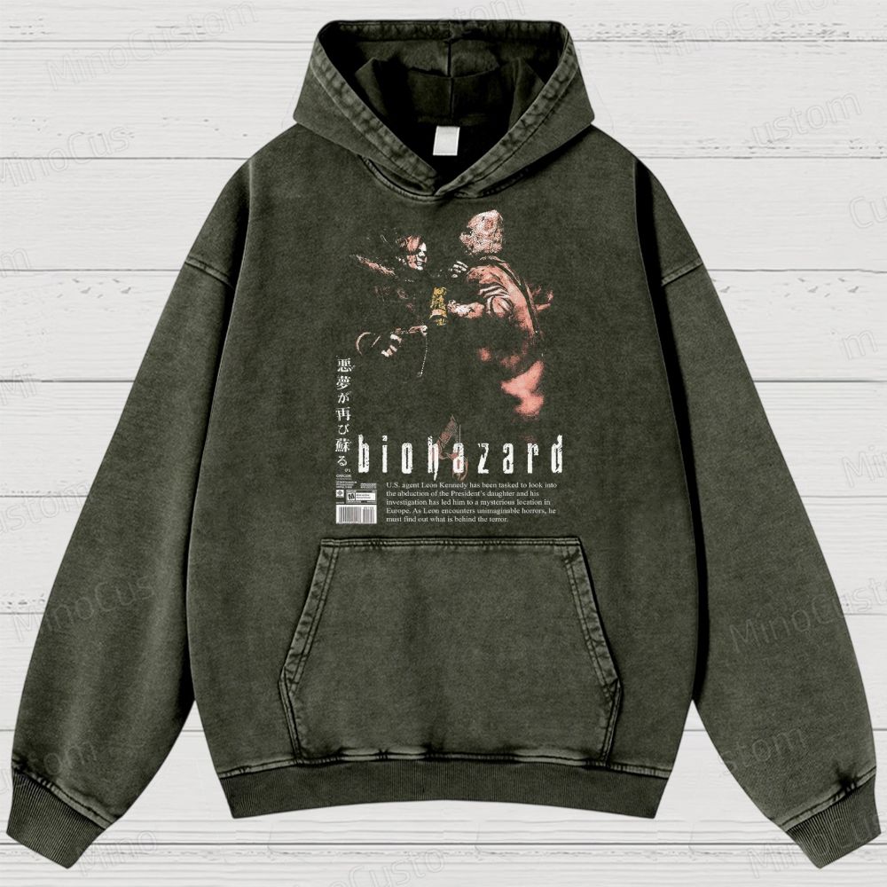  Vintage Biohazard Graphic Washed Hoodies