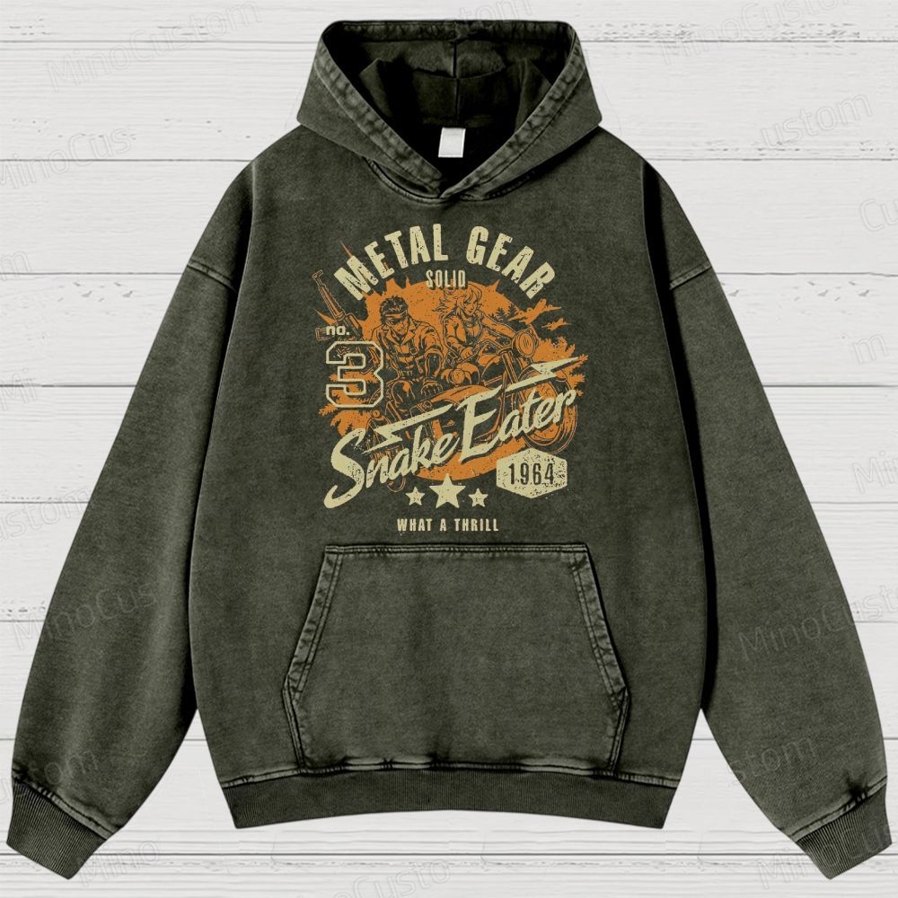 Metal Gear Solid 3: Snake Eater Retro Game Graphic Washed Vintage Hoodie