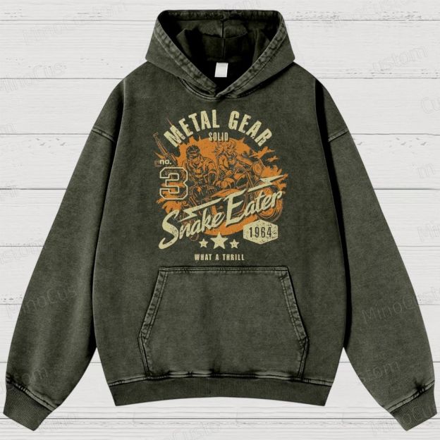 Metal Gear Solid 3: Snake Eater Retro Game Graphic Washed Vintage Hoodie