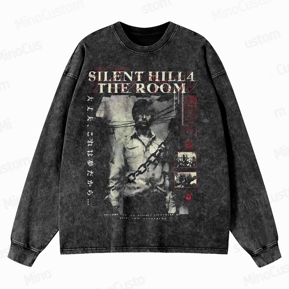 Silent Hill 4 Shirt: Creepy Horror Game Crewneck Washed Sweatshirt