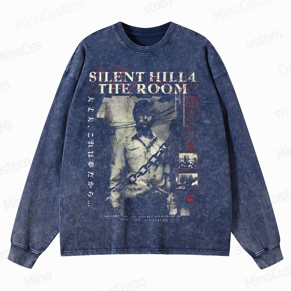 Silent Hill 4 Shirt: Creepy Horror Game Crewneck Washed Sweatshirt