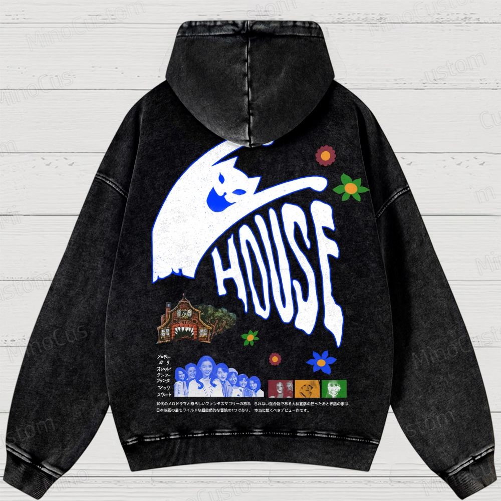 Hausu 1977 Horror Cult Graphic Washed Hoodies 