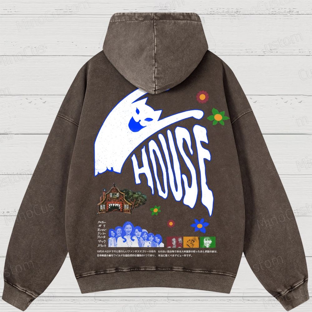 Hausu 1977 Horror Cult Graphic Washed Hoodies 