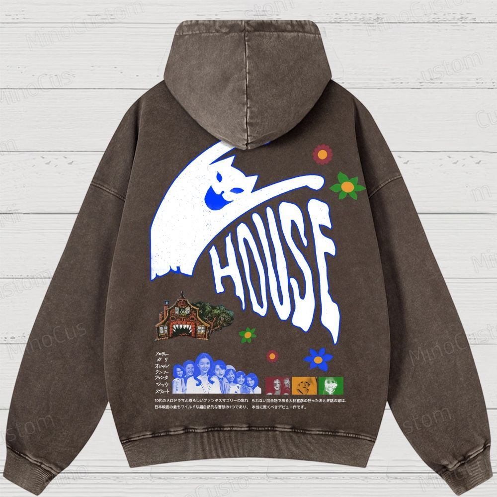 Hausu 1977 Horror Cult Graphic Washed Hoodies 