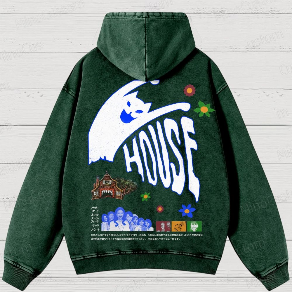 Hausu 1977 Horror Cult Graphic Washed Hoodies 