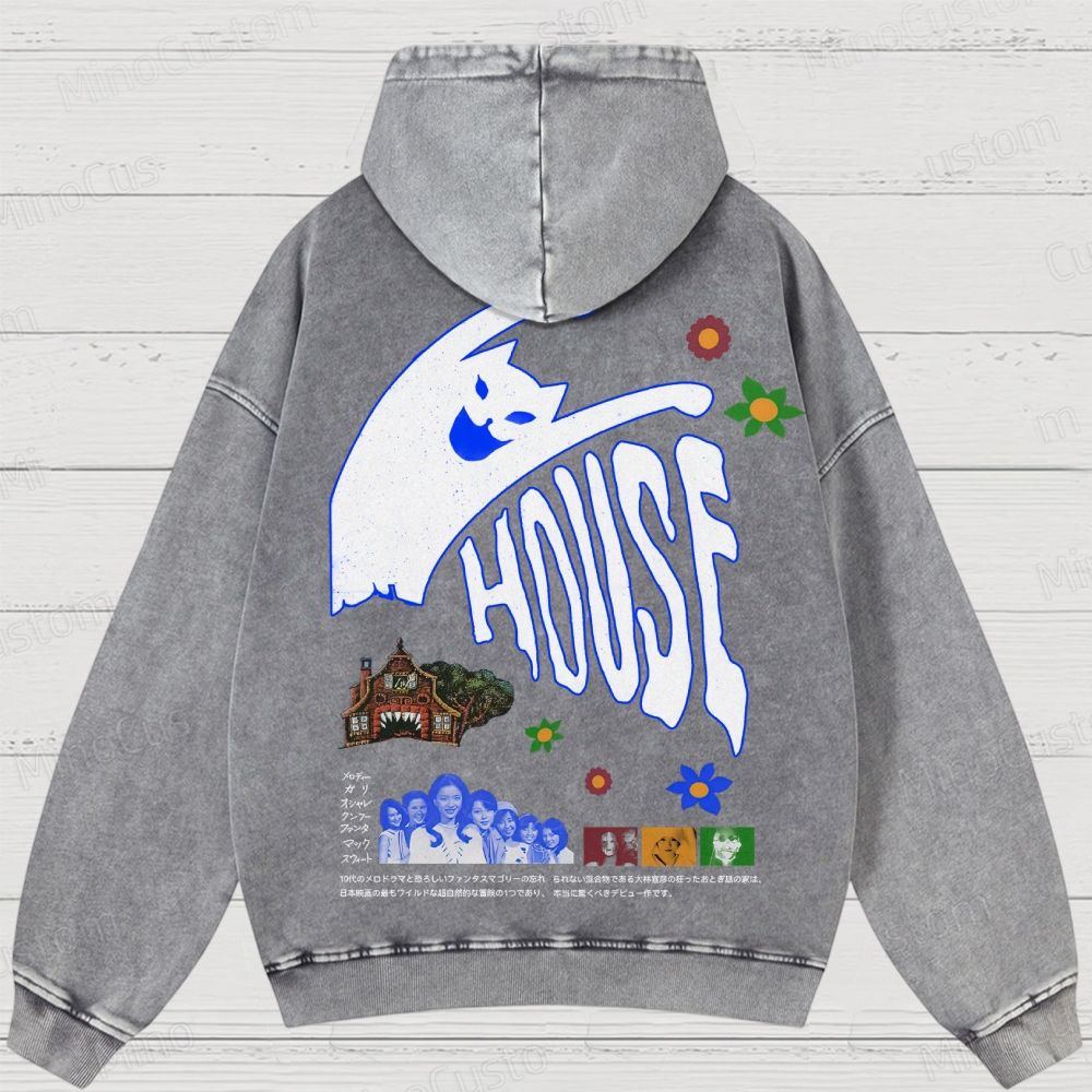 Hausu 1977 Horror Cult Graphic Washed Hoodies 