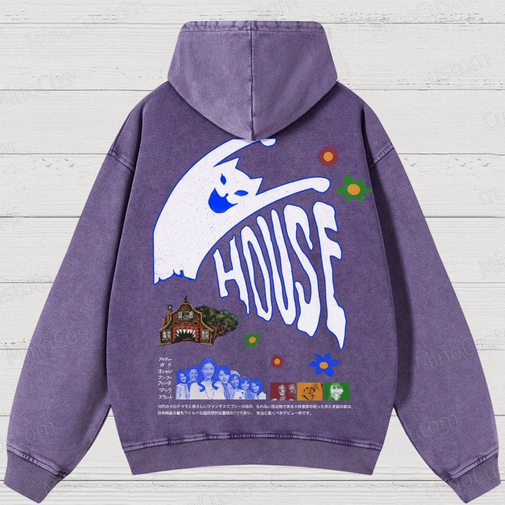 Hausu 1977 Horror Cult Graphic Washed Hoodies 