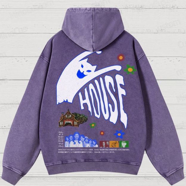 Hausu 1977 Horror Cult Graphic Washed Hoodies 