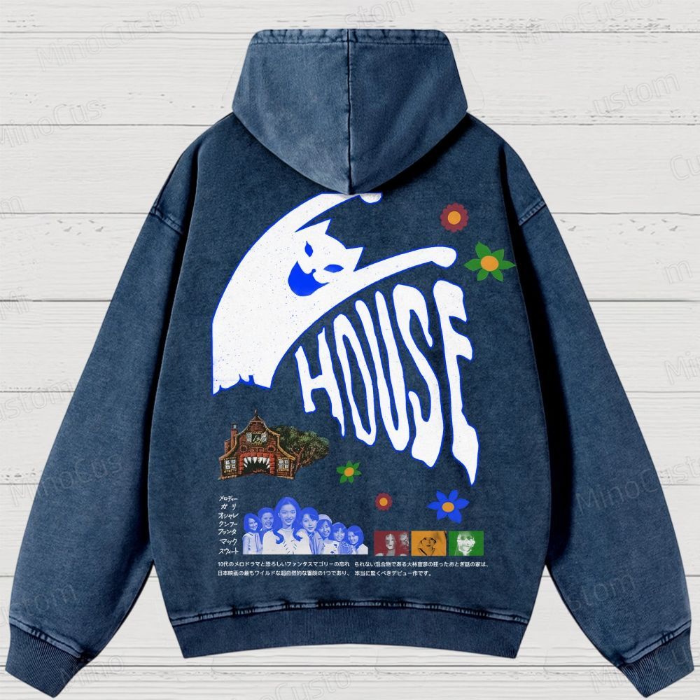 Hausu 1977 Horror Cult Graphic Washed Hoodies 
