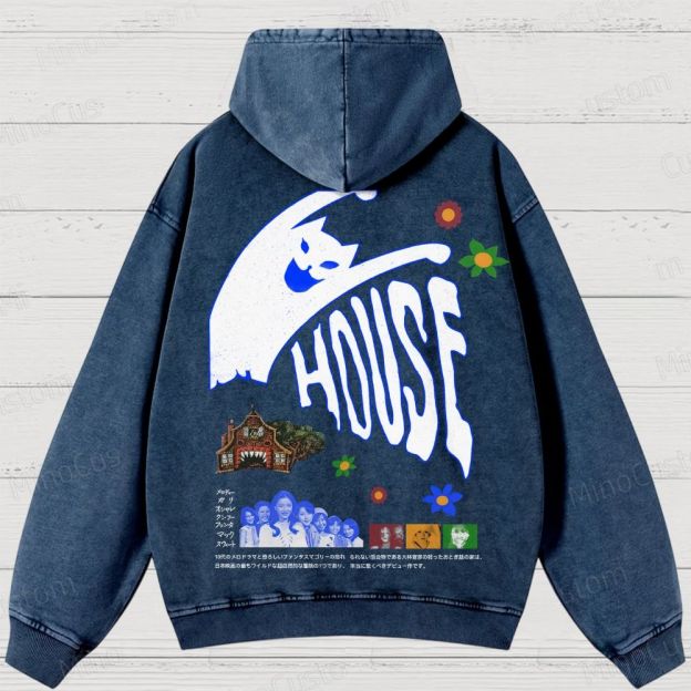 Hausu 1977 Horror Cult Graphic Washed Hoodies 