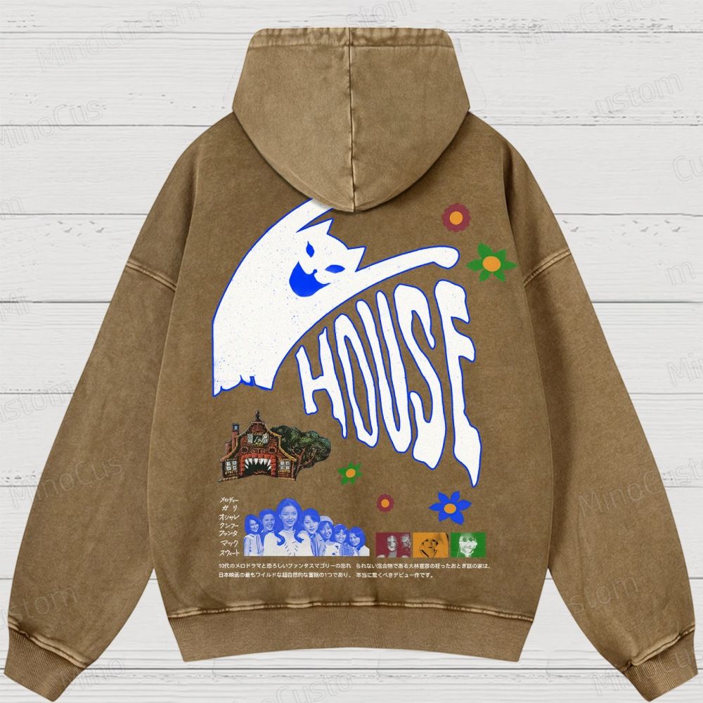 Hausu 1977 Horror Cult Graphic Washed Hoodies 