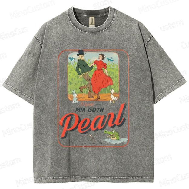 Pearl Retro Horror Western Graphic Washed Vintage T - Shirt
