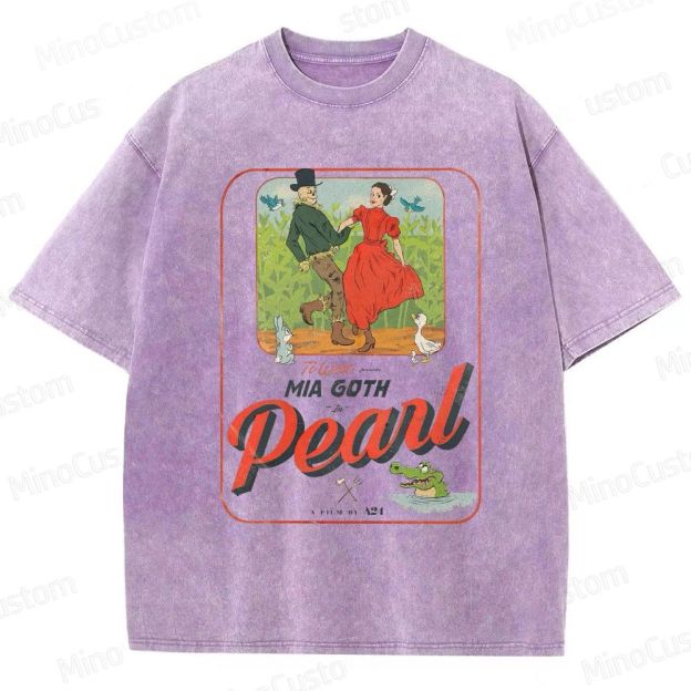Pearl Retro Horror Western Graphic Washed Vintage T - Shirt