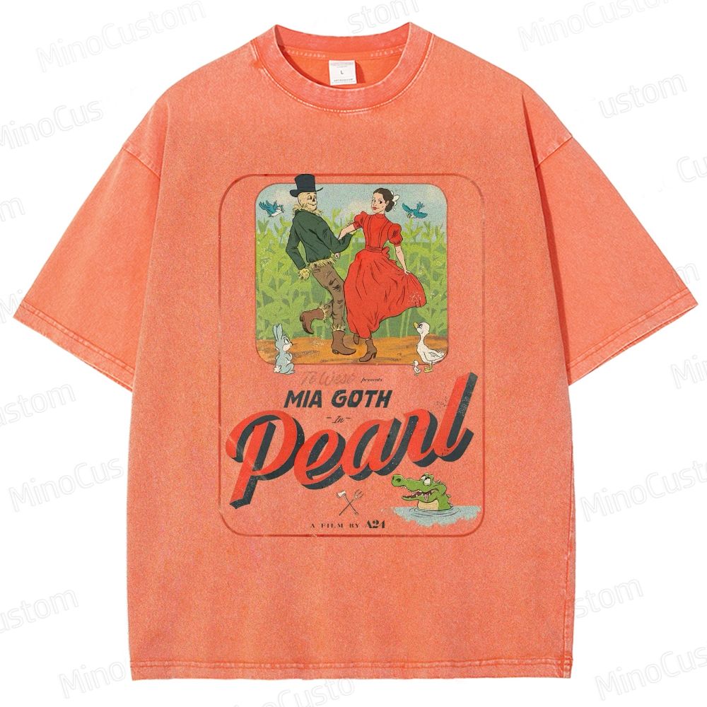 Pearl Retro Horror Western Graphic Washed Vintage T - Shirt
