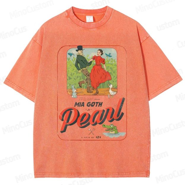 Pearl Retro Horror Western Graphic Washed Vintage T - Shirt