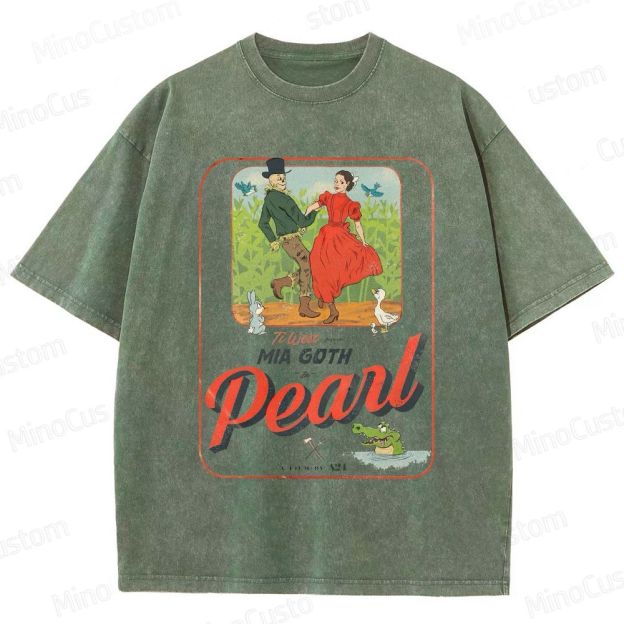 Pearl Retro Horror Western Graphic Washed Vintage T - Shirt