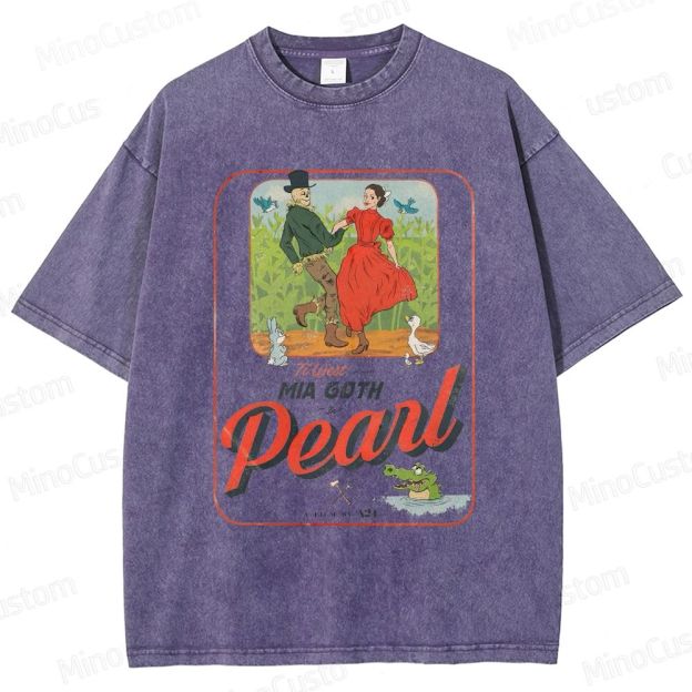 Pearl Retro Horror Western Graphic Washed Vintage T - Shirt